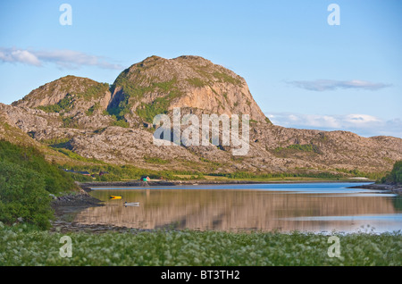 Brønnøysund coastal area, sunset. Brønnøy, Nordland, Norway Stock Photo