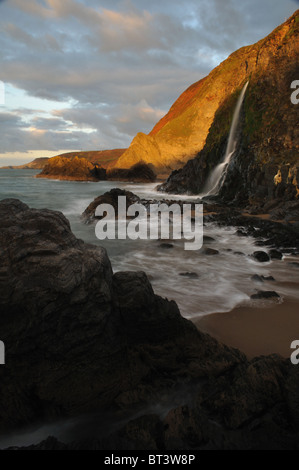 Waterfall at Tresaith Beach, Cardigan Bay, Wales Stock Photo - Alamy