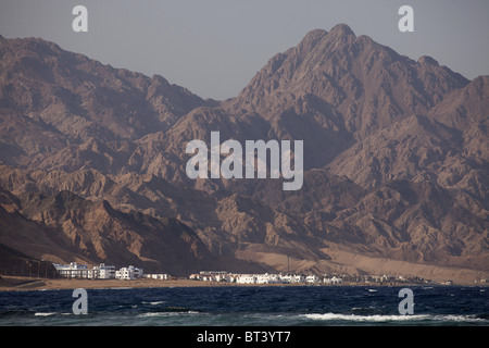 Hotels and mountains in Dahab, Sinai, Egypt , Africa Stock Photo