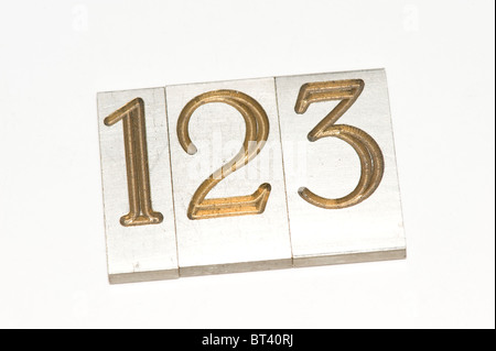 Numbers used for engraving Stock Photo