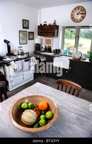 A cottage kitchen with a fruit bowl Somerset, UK Stock Photo