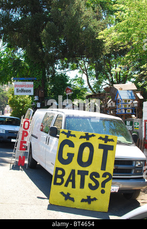 Bat bird houses for sale in California Stock Photo