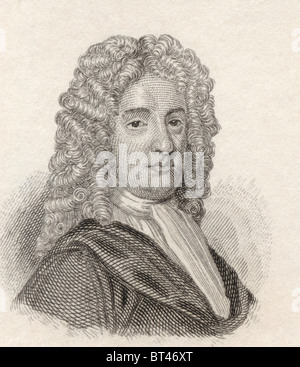 Nicholas Rowe, 1674 to 1718. English dramatist, poet and miscellaneous writer,appointed Poet Laureate in 1715. Stock Photo