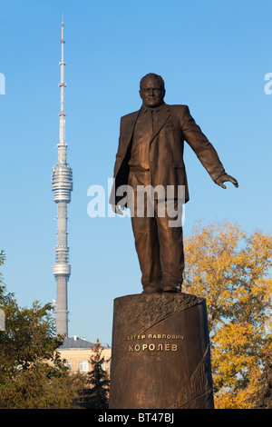 Monument to the lead Soviet rocket engineer and spacecraft designer Sergei Pavlovich Korolev (1907-1966) in Moscow, Russia Stock Photo