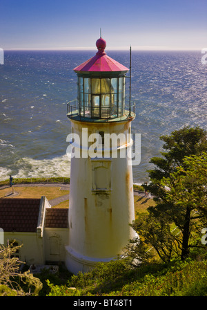 HECETA HEAD, OREGON, USA - Heceta Head lighthouse on central Oregon coast overlooking Pacific Ocean. Stock Photo