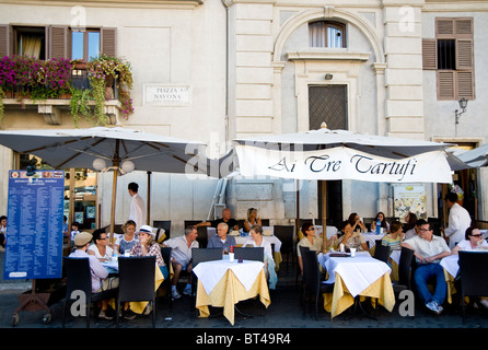 Cafe Ai tre Tartufi, Piazza Navona, Rome Stock Photo