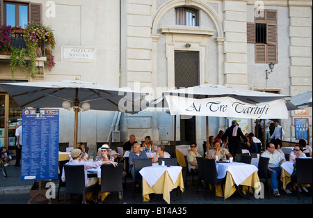 Restaurant cafe in Piazza Navona, Rome, Italy Stock Photo