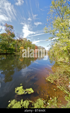 Autumn Colors on the Delaware and Raritan Canal (D&R Canal) Stock Photo