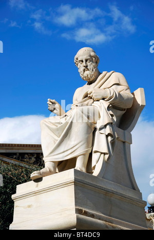 Statue of Plato at the Academy of Athens (Greece) Stock Photo