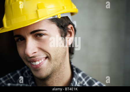 portrait of manual worker in construction site Stock Photo