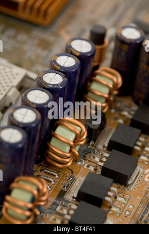 Electronic components on a circuit board closeup Stock Photo