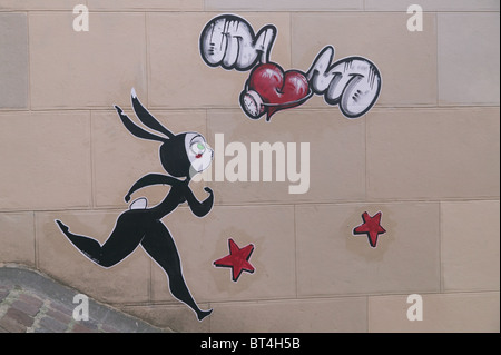 Street art of artist Koeurélé on a wall in Montmartre, Paris Stock Photo