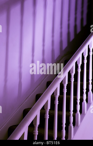 Empty staircase with heavy night shadows Stock Photo