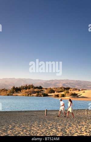 Canary Islands, Gran Canaria, Playa del Ingles, Maspalomas Sand Dunes National Park Stock Photo