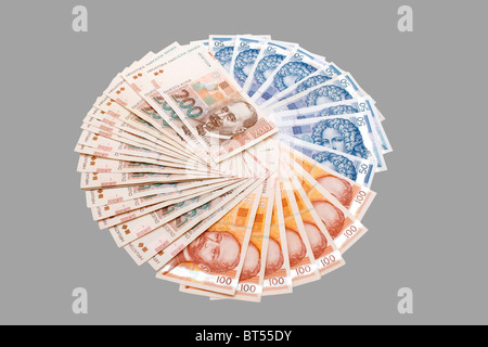 Croatian Kuna banknotes isolated on gray Stock Photo