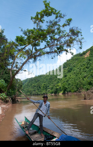 Tail Boat Trip along the Nam Tha River from to Paksa to Na Lae. Northern Laos Stock Photo