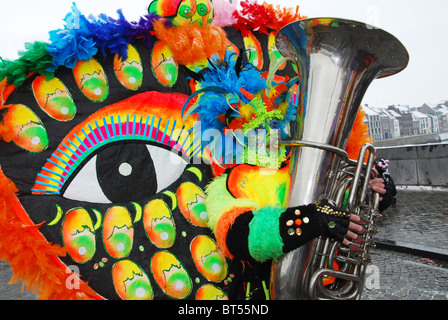 portrait of musician in carnival parade Maastricht Stock Photo