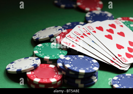 Royal flush poker hand Stock Photo