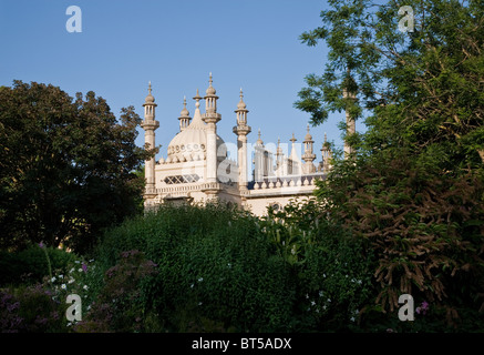 Royal Pavilion Indo-Saracenic style architecture centre dome tower columns and windows with domes and spires Stock Photo