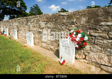 The Fort Reno Post Cemetery is the final resting place for 62 German and 8 Italian Prisoners of War. Stock Photo