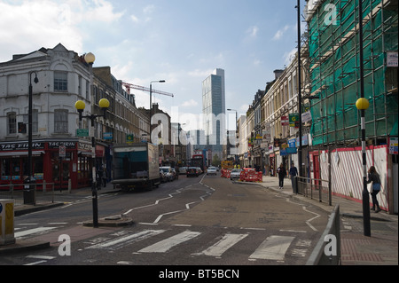 The Heron Tower in the City of London viewed from Bethnal Green Road, London, UK Stock Photo