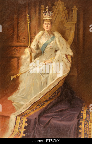 Queen Mary, consort of King George V, in the year of her coronation, 1910. Mary of Teck, Victoria Mary Augusta Louise Olga Pauli Stock Photo