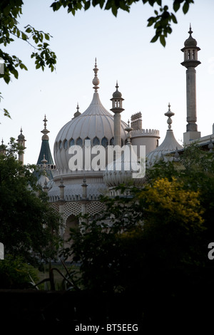 Royal Pavilion Indo-Saracenic style architecture centre dome tower columns and windows with domes and spires Stock Photo