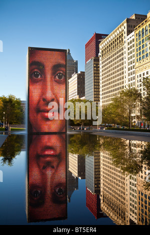 The Crown Fountain by Spanish artist Jaume Plensa in Millennium Park in Chicago, IL, USA. Stock Photo