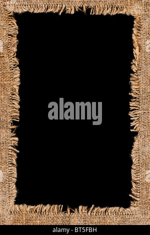 Rectangular vertical framework made of a rough sacking Stock Photo