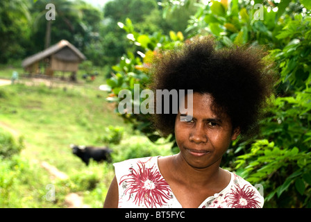 philippines, guimaras, woman at ati village Stock Photo