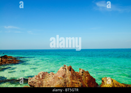 Tropical landscape - sea shore on desert island Stock Photo