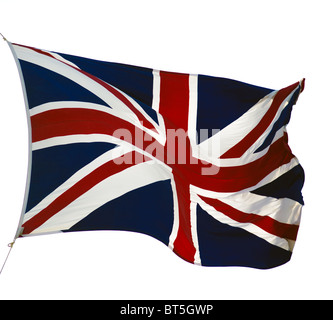 fluttering flag of United Kingdom isolated on white Stock Photo