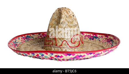 Mexican background with sombrero straw hat, maracas and traditional