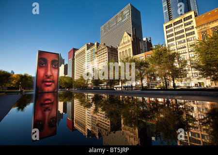 The Crown Fountain by Spanish artist Jaume Plensa in Millennium Park in Chicago, IL, USA. Stock Photo