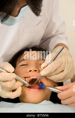 Girl undergoing dental examination Stock Photo