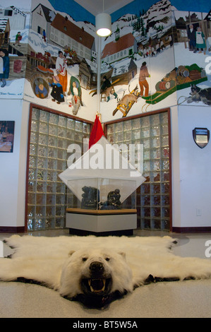 Canada, Labrador, Hopedale (aka Agvituk) part of the Inuit Land Claims Area Nunatsiavut. Amos Comenius Memorial School. Stock Photo