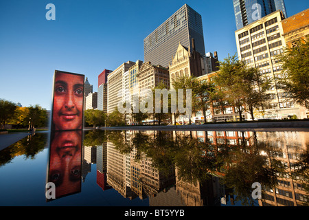 The Crown Fountain by Spanish artist Jaume Plensa in Millennium Park in Chicago, IL, USA. Stock Photo