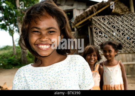 philippines, guimaras, girl at ati village Stock Photo