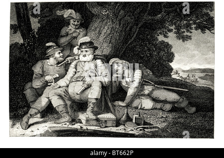 sir john falstaff friend friends picnic meal outdoor fictional character appears  three plays  William Shakespeare. Henry IV com Stock Photo
