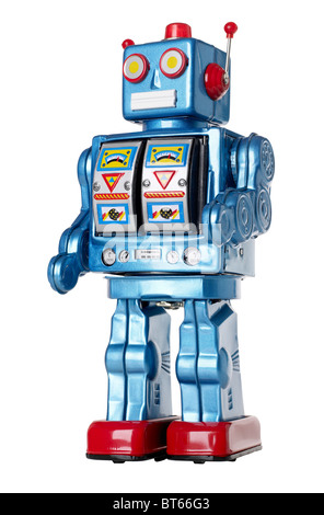 Blue Tin Toy Robot Stock Photo