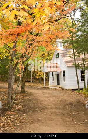 Concord Schoolhouse is at the Harry S. Truman Dam and Lake above the Osage River Valley in Missouri, USA. Stock Photo
