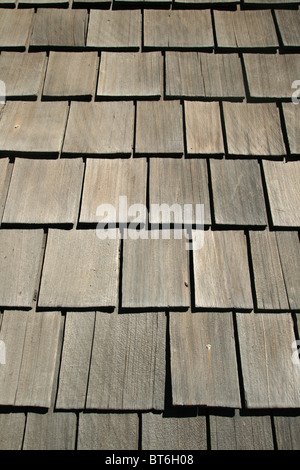 vertical image of old wood roof shingle background Stock Photo