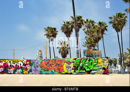 Mother's Day graffiti on the Public Art Wall Venice Beach, City of Los Angeles, California. Painting by permit only. Stock Photo
