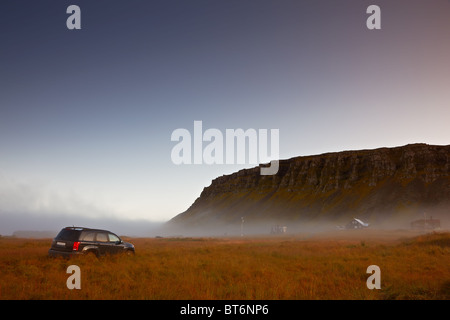 4WD trip across the Faskrudsfjordur, Iceland Stock Photo