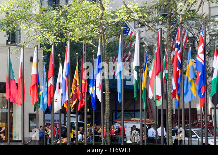 Rockefeller Center Flags New York City Stock Photo