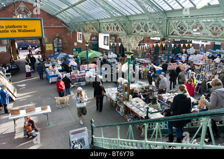 Tynemouth Market held in the Old Victorian railway station every weekend. Stock Photo