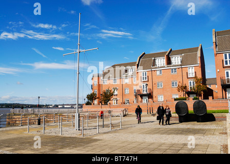 New housing developments on the redeveloped dock area in Dingle, Liverpool. Formerly Columbus Dock. Stock Photo