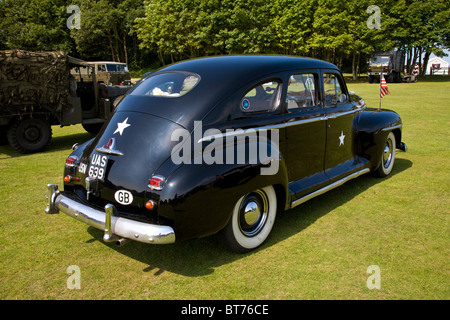 Classic Plymouth saloon in US Navy livery at the Muckleburgh Military Collection, Norfolk, England, UK. Stock Photo