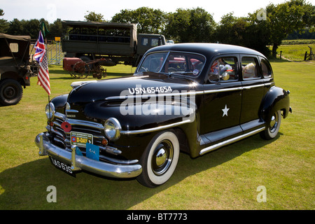 Classic Plymouth saloon in US Navy livery at the Muckleburgh Military Collection, Norfolk, England, UK. Stock Photo