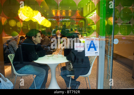 Pinkberry, a yogurt shop in New York displays its A grade from the NYC Department of Health, Stock Photo